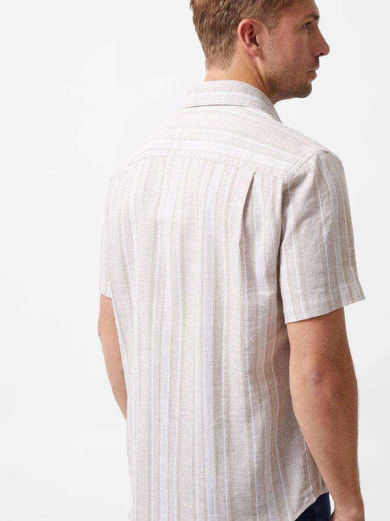 French Connection Short Sleeve Stripe Pocket Shirt Sand Stripe