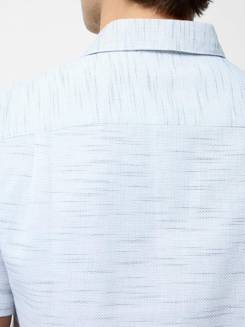 French Connection Short Sleeve Textured Regular Fit Shirt Blue Multi