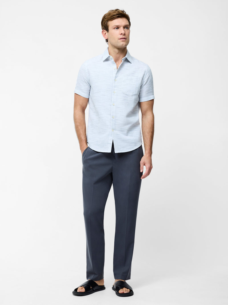 French Connection Short Sleeve Textured Regular Fit Shirt Blue Multi