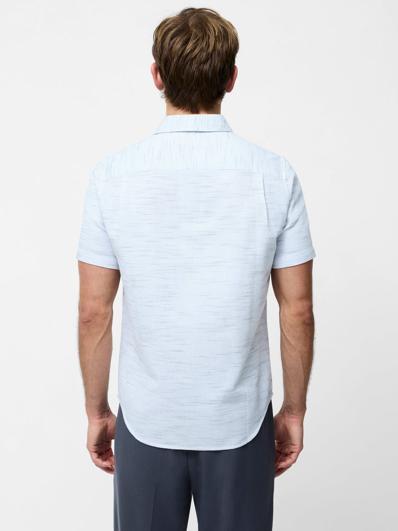 French Connection Short Sleeve Textured Regular Fit Shirt Blue Multi