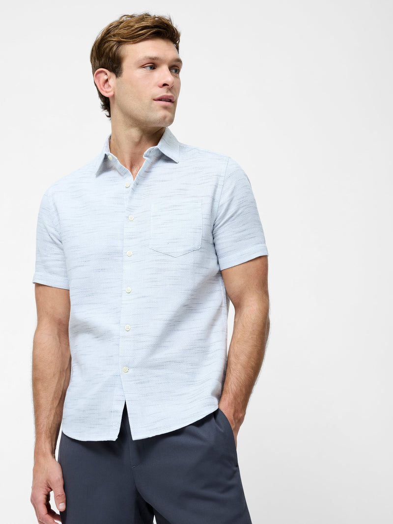 french connection Short Sleeve Textured Regular Fit Shirt Blue Multi