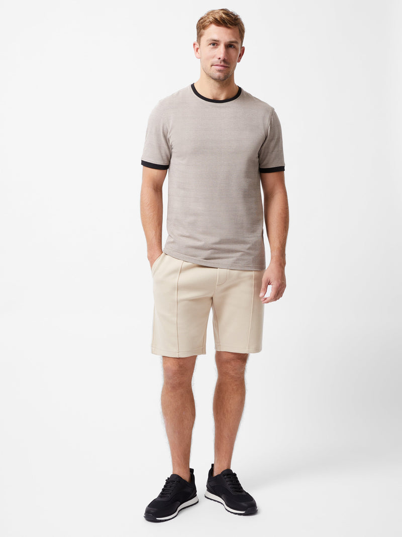French Connection Short Sleeve Textured T-Shirt Sand/Black