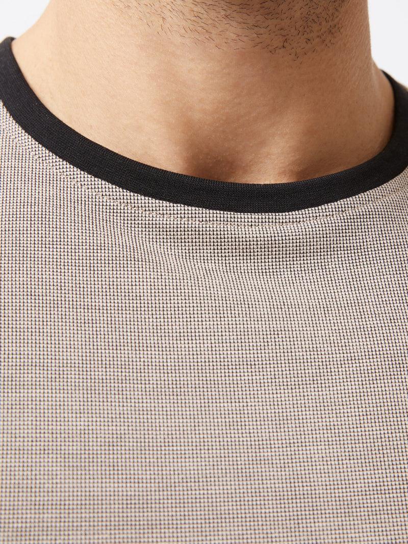 French Connection Short Sleeve Textured T-Shirt Sand/Black