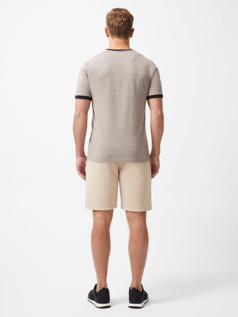 French Connection Short Sleeve Textured T-Shirt Sand/Black