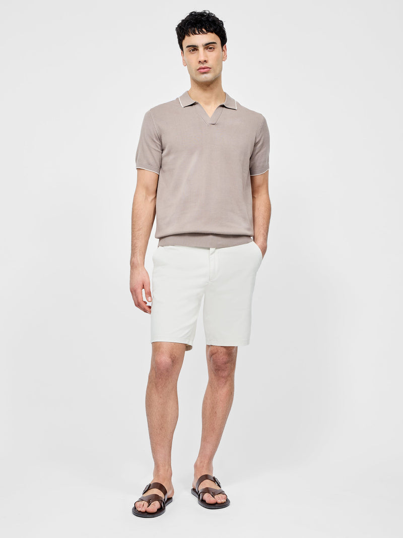French Connection Short Sleeve Trophy Knit Polo Shirt Taupe/Stone