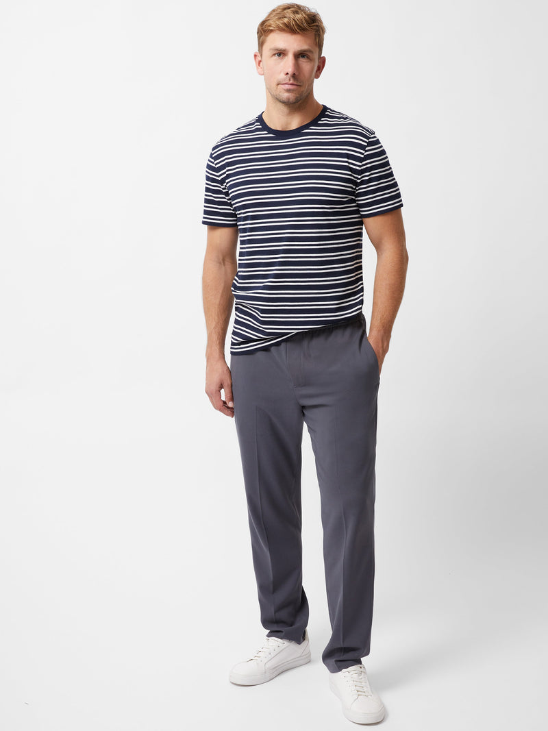 French Connection Short Sleeve Yarn Dye Stripe T-Shirt Navy/Ecru