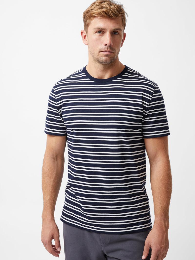 french connection Short Sleeve Yarn Dye Stripe T-Shirt Navy/Ecru