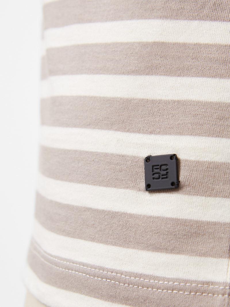 French Connection Short Sleeve Yarn Dye Stripe T-Shirt Taupe/Stone