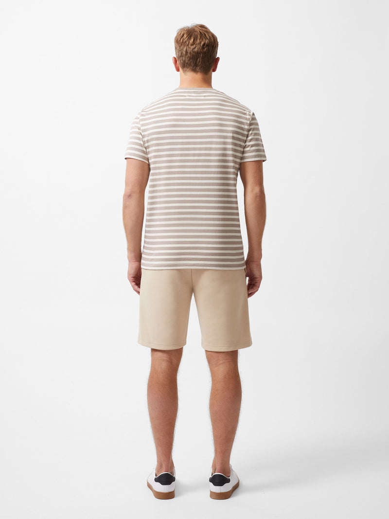 French Connection Short Sleeve Yarn Dye Stripe T-Shirt Taupe/Stone