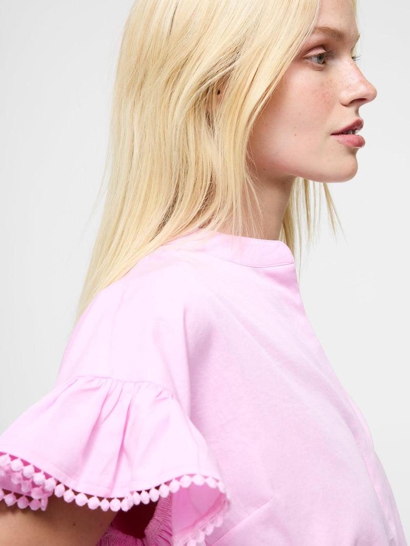 French Connection Sindey Cotton Half Placket Trim Detail Shirt Violet Pink