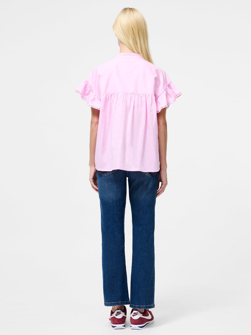 French Connection Sindey Cotton Half Placket Trim Detail Shirt Violet Pink