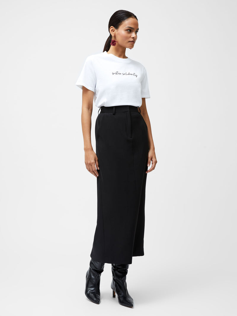 French Connection Sister Solidarity Embroidered Graphic T-Shirt Linen White