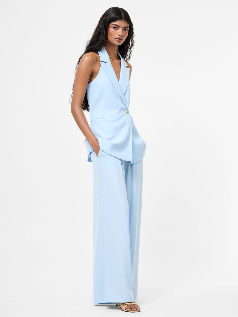 French Connection Sleek Tailored Halterneck Suit Waistcoat Cashmere Blue