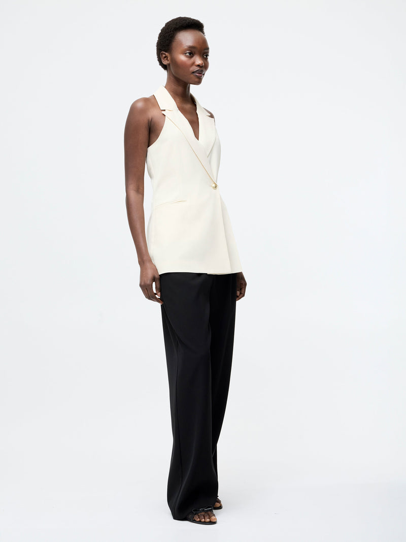 French Connection Sleek Tailored Halterneck Suit Waistcoat Classic Cream