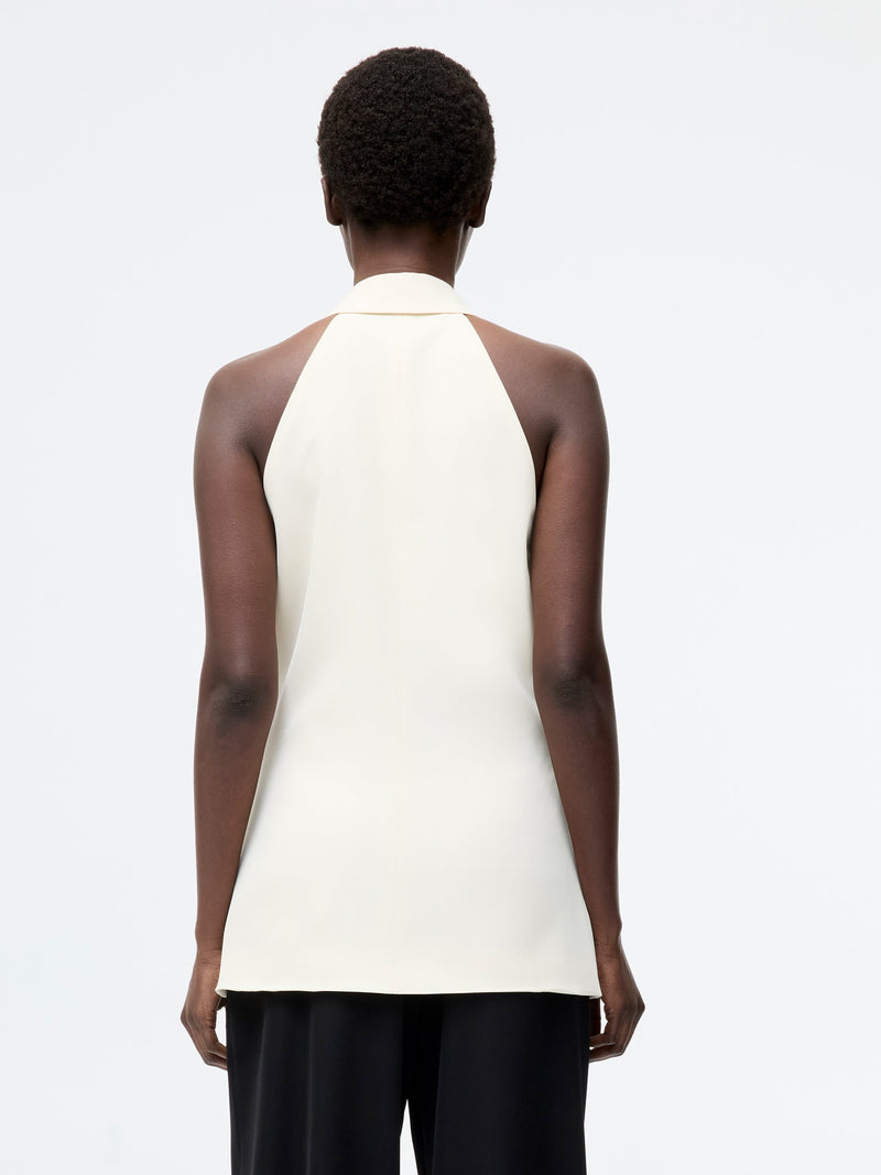 French Connection Sleek Tailored Halterneck Suit Waistcoat Classic Cream