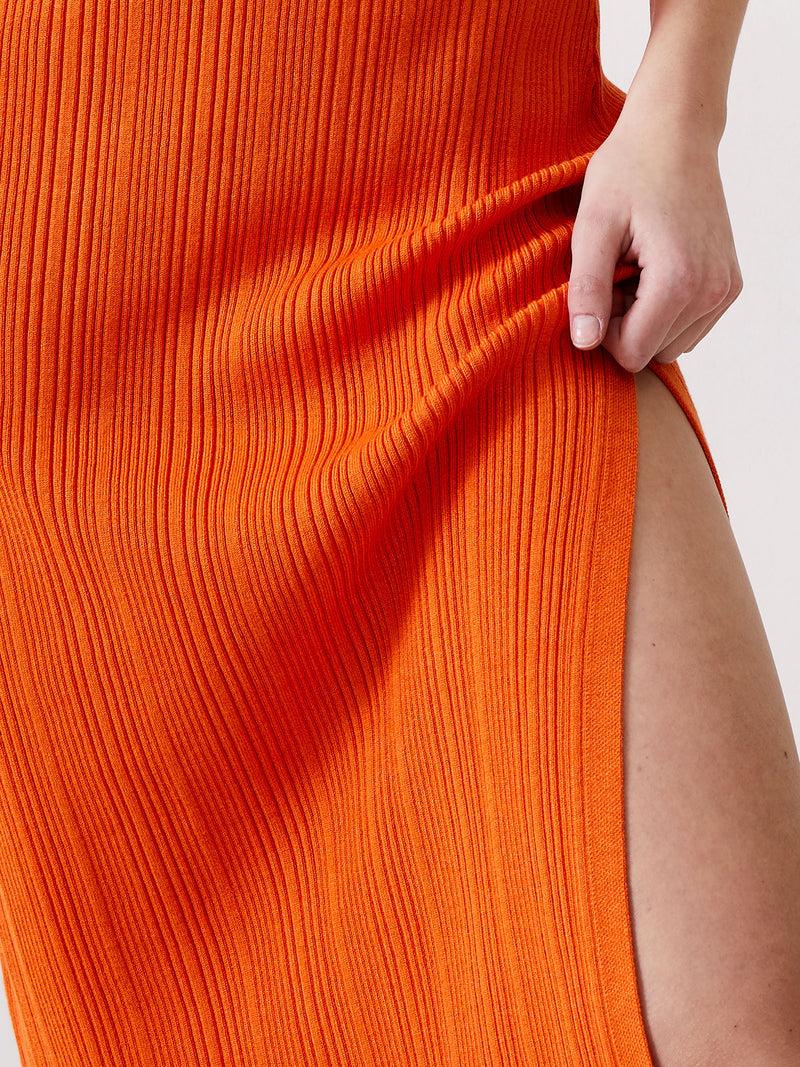 French Connection Sleeveless Rib Knit Midi Dress Mandarin