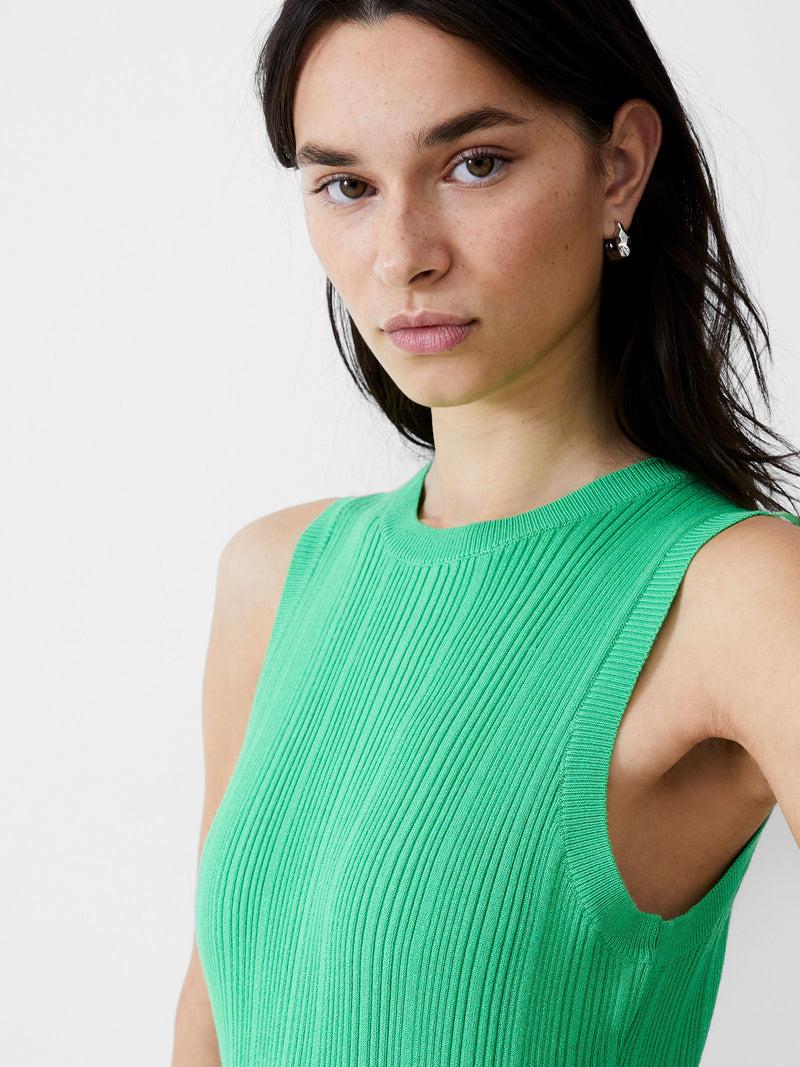 French Connection Sleeveless Rib Knit Midi Dress Poise Green