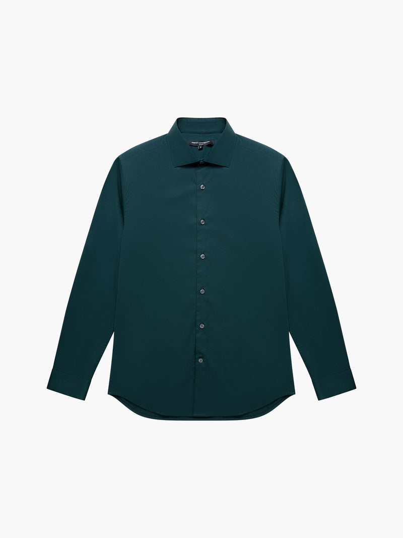 french connection Slim Cutaway Collar Long Sleeve Shirt Dark Green