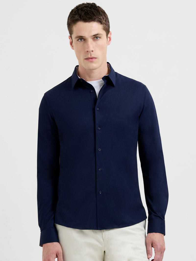french connection Slim Fit Contrast Detail Long Sleeve Shirt Navy