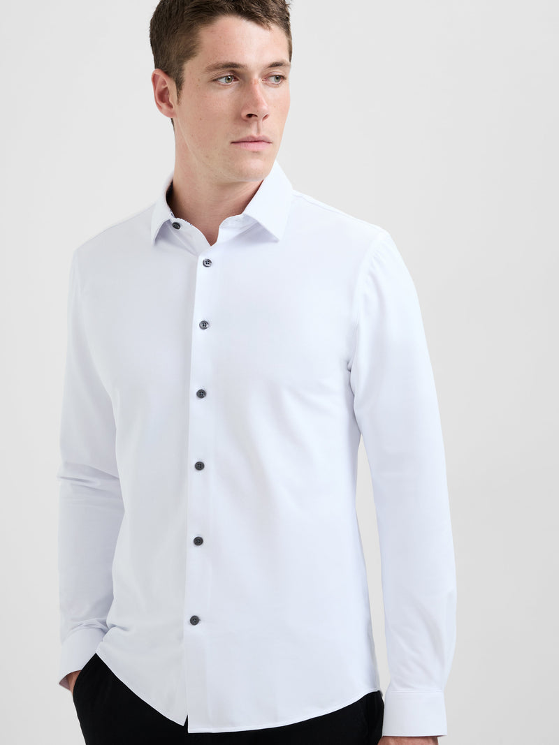 French Connection Slim Fit Contrast Detail Long Sleeve Shirt White