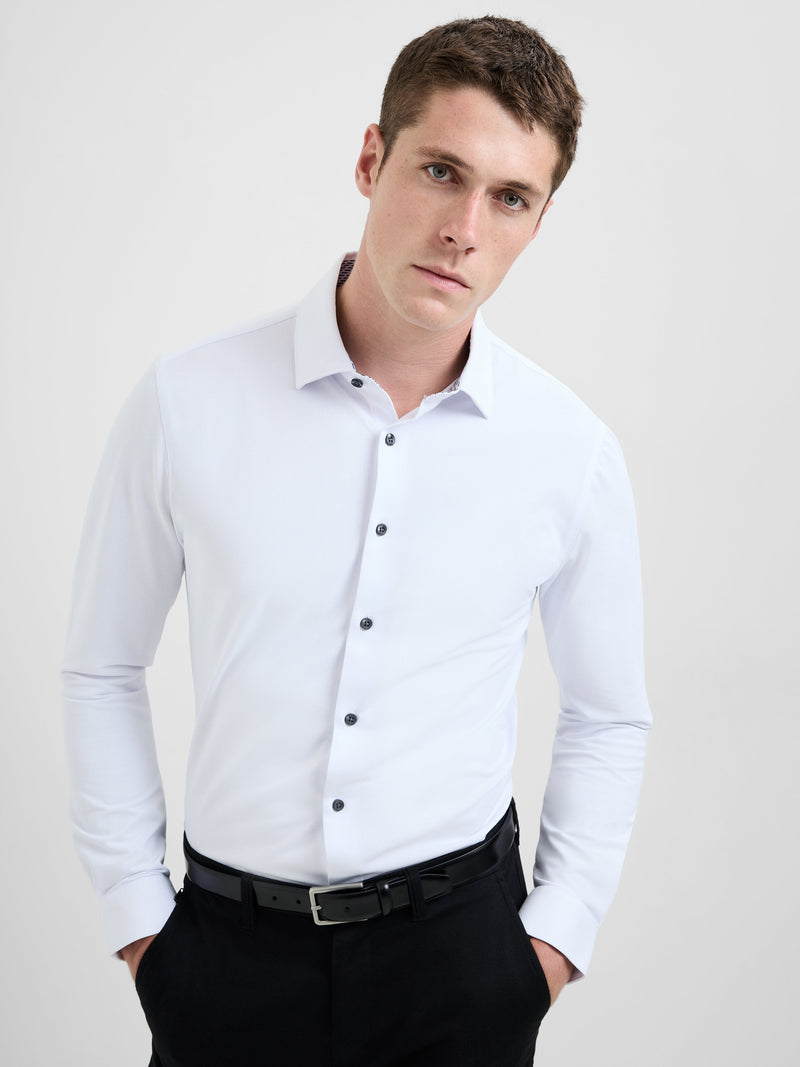 french connection Slim Fit Contrast Detail Long Sleeve Shirt White