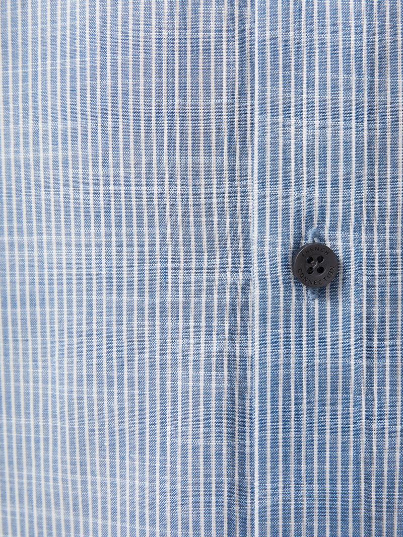 French Connection Slim Fit Cutaway Collar Stripe Shirt Navy Stripe
