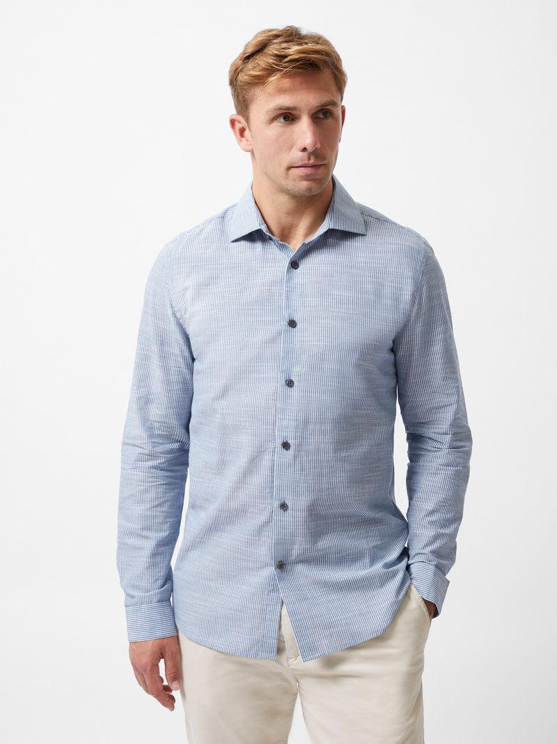 french connection Slim Fit Cutaway Collar Stripe Shirt Navy Stripe