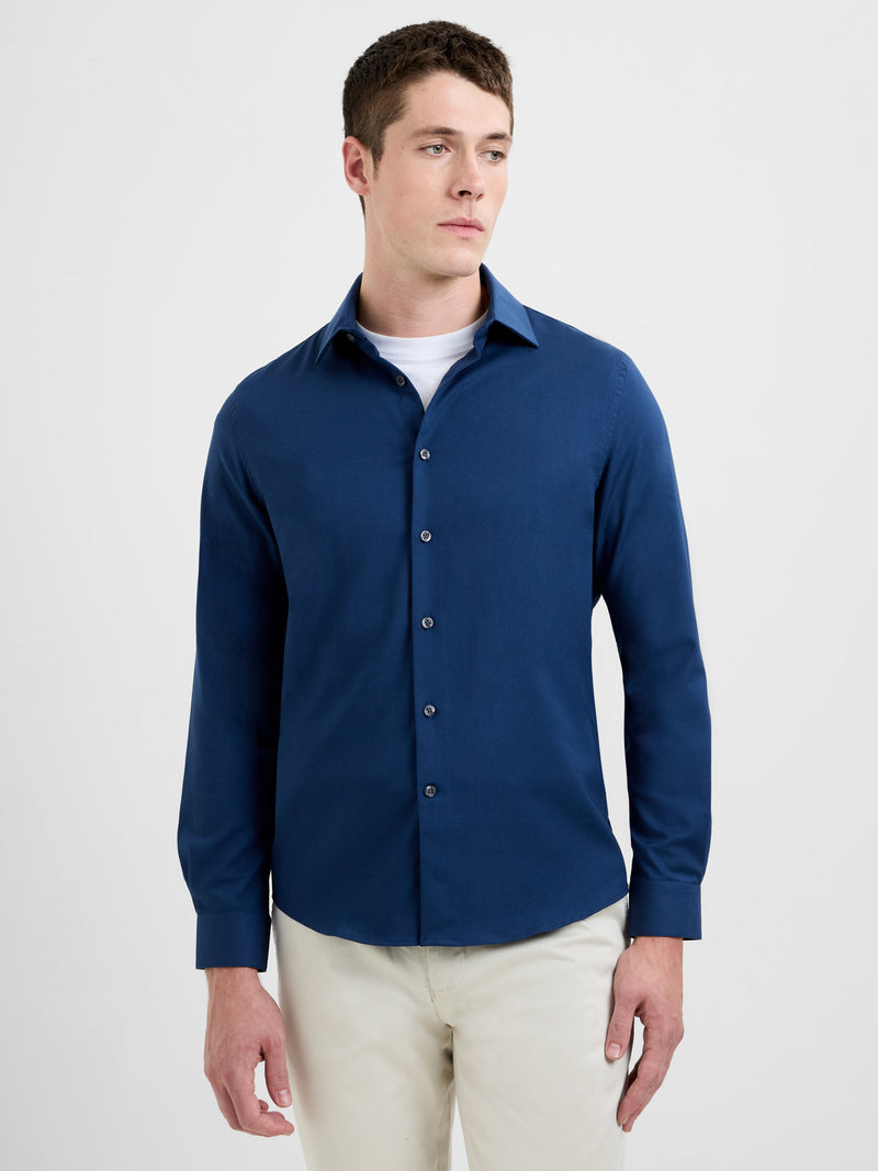 french connection Slim Fit Wool Blend Long Sleeve Shirt Midnight Blue