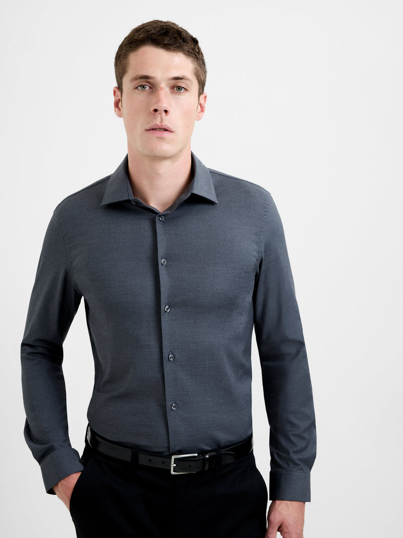 french connection Slim Fit Wool Blend Long Sleeve Shirt Steel Melange