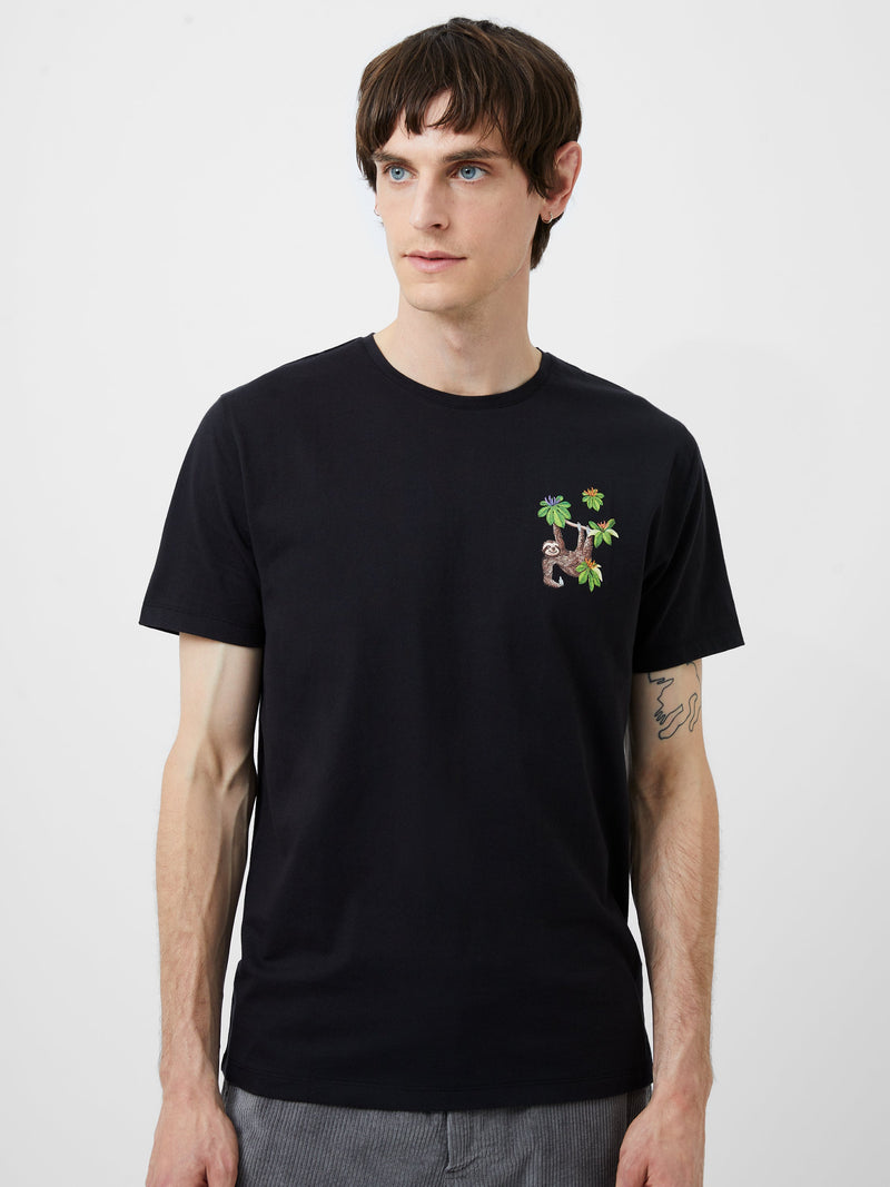 french connection Sloth Organic Graphic T-Shirt Black