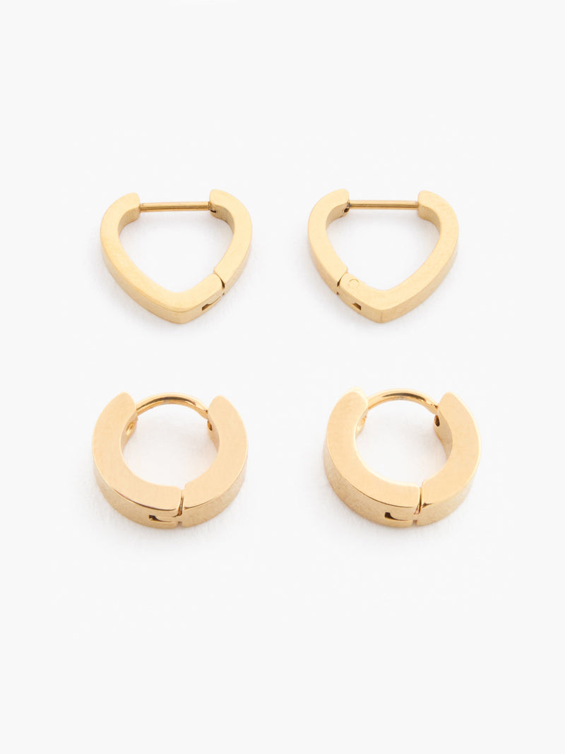 french connection Small Huggie Hoop Earrings (2 Pairs) Gold