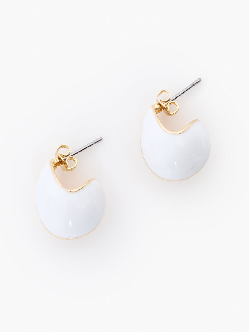 french connection Small Two Tone Teardrop Earrings White/Gold
