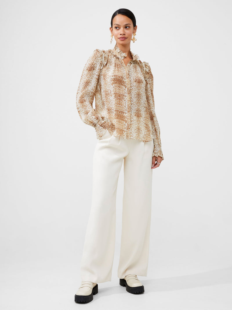 French Connection Snake Smooth Georgette Ruffle Shirt Snake