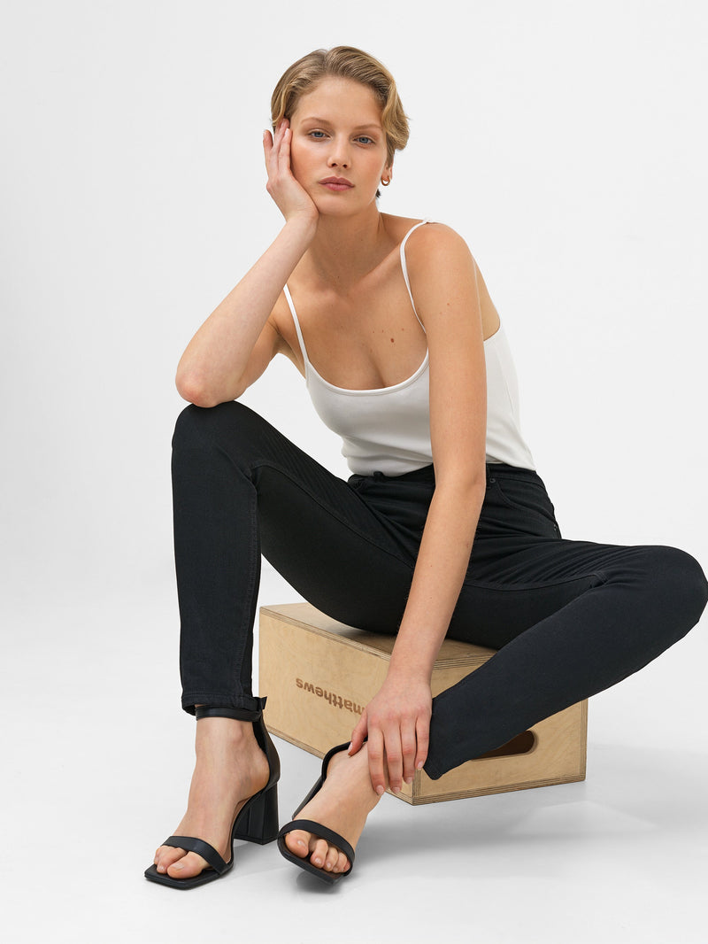 French Connection Soft Stretch Denim High Rise Skinny Jeans 30 Inch Black