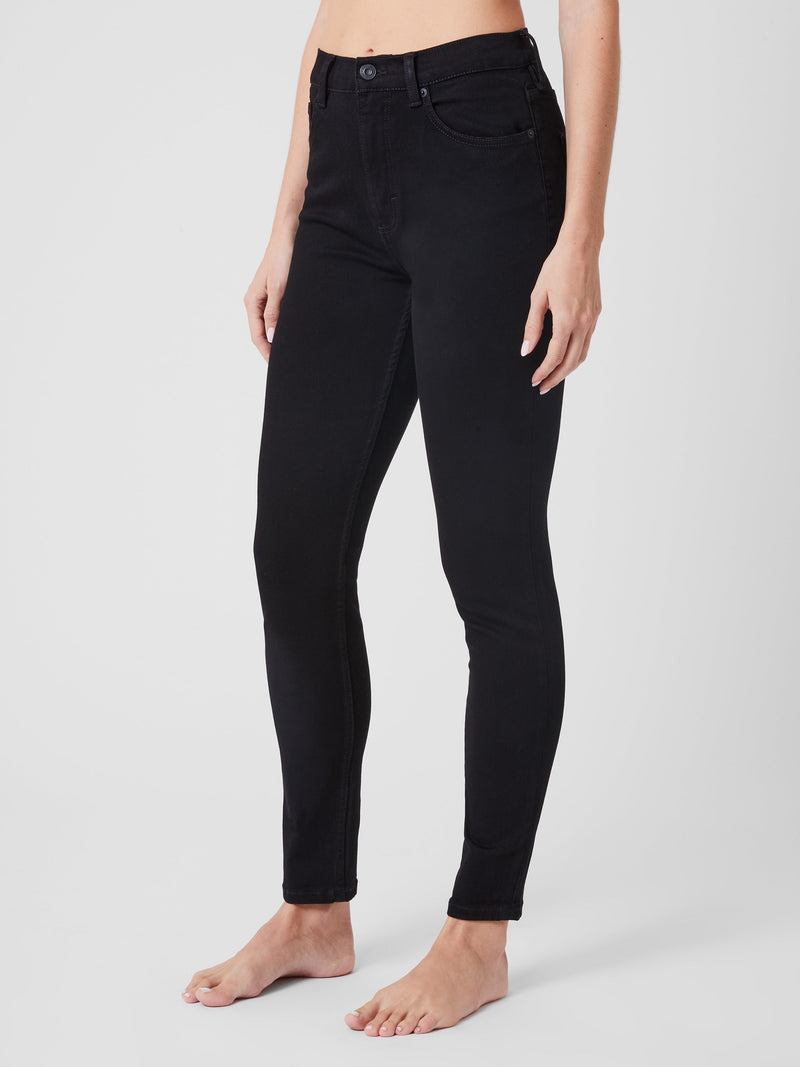 French Connection Soft Stretch Denim High Rise Skinny Jeans 30 Inch Black