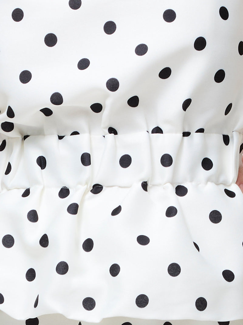 French Connection Strapless Polka Dot Peplum Top Summer White/Polka D