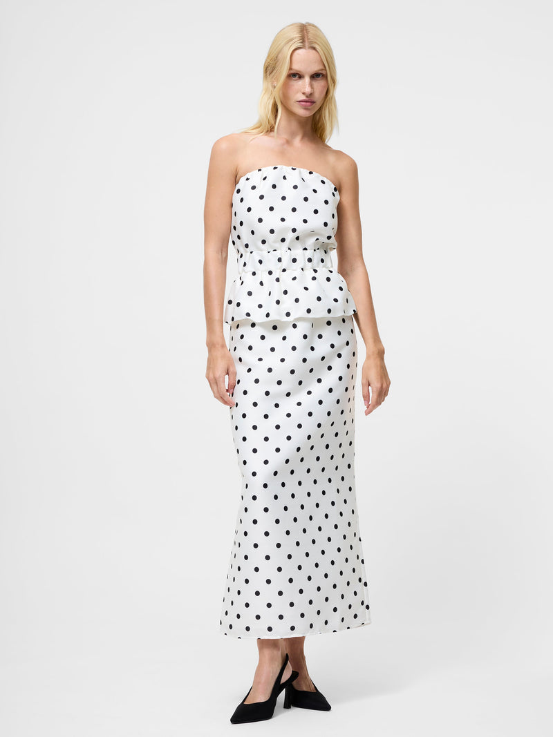 French Connection Strapless Polka Dot Peplum Top Summer White/Polka D
