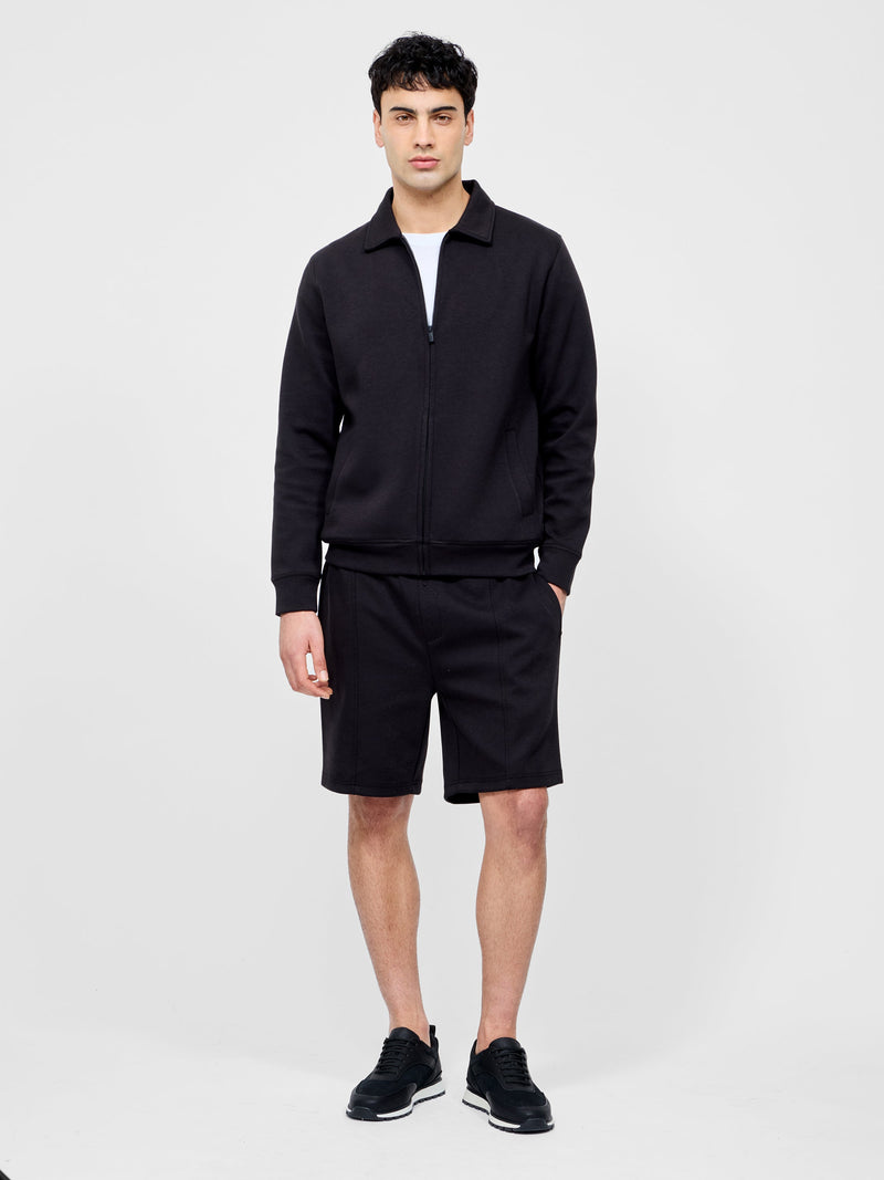 french connection Stretch Collared Zip Through Sweatshirt Black