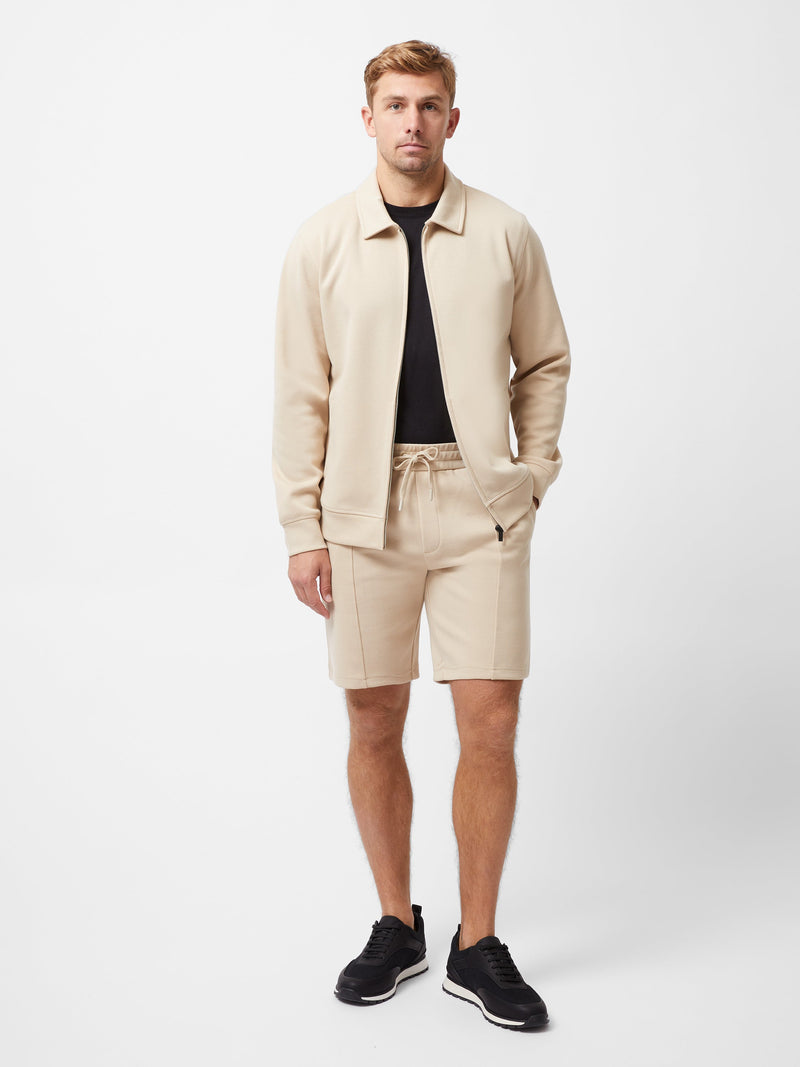 French Connection Stretch Collared Zip Through Sweatshirt Sand