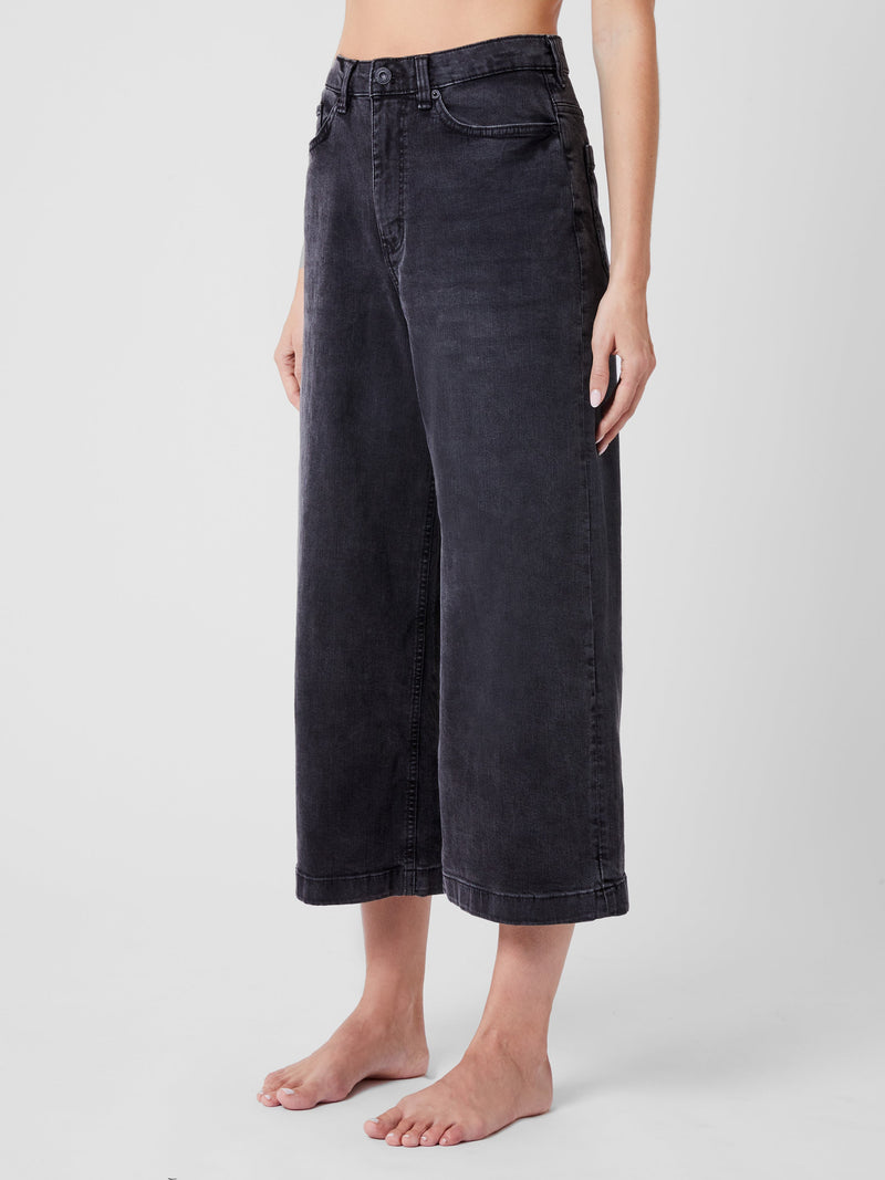 French Connection Stretch Denim Wide Leg Culottes 25 Inch Black