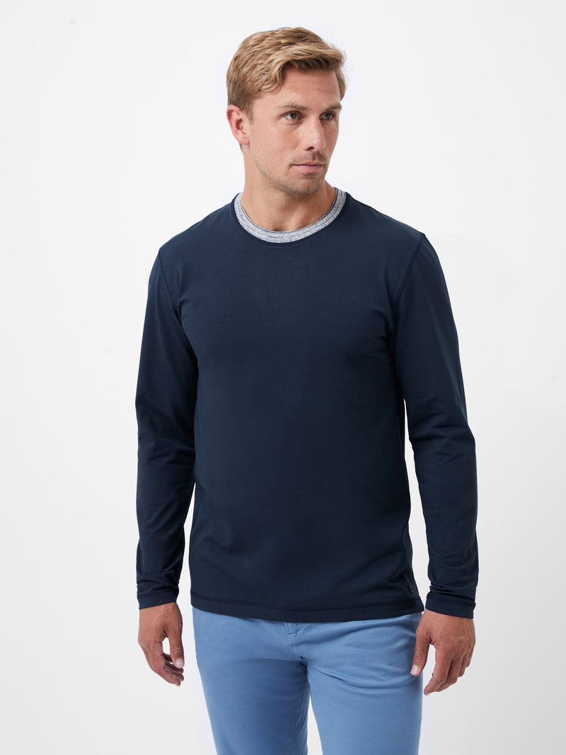 french connection Stretch Jersey Long Sleeve T-Shirt Marine