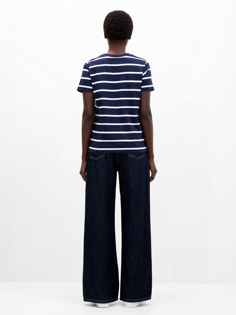 French Connection Stripe Peached T-Shirt Midnight/Winter Wht