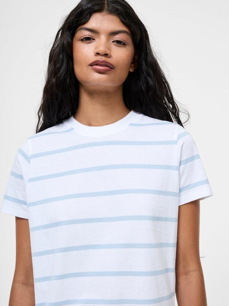 French Connection Stripe Peached T-Shirt White/Cashmere Blue