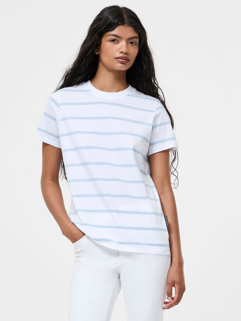 french connection Stripe Peached T-Shirt White/Cashmere Blue
