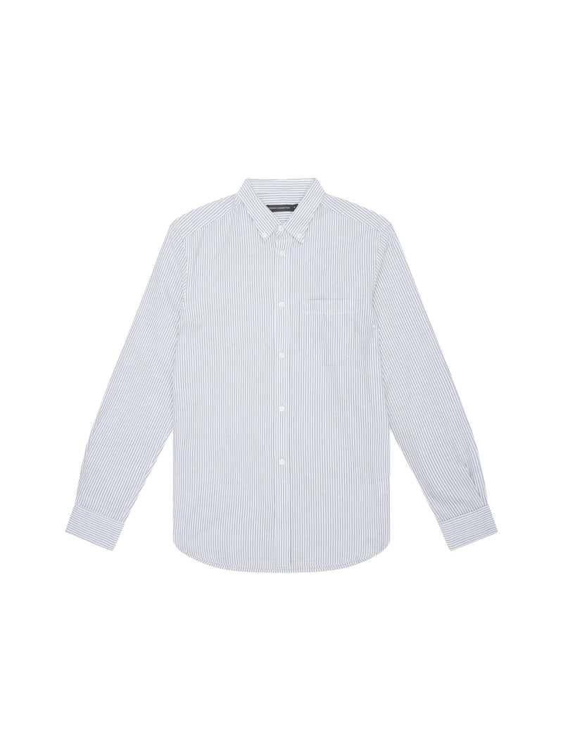 french connection Stripe Pocket Long Sleeve Oxford Shirt Khaki/White