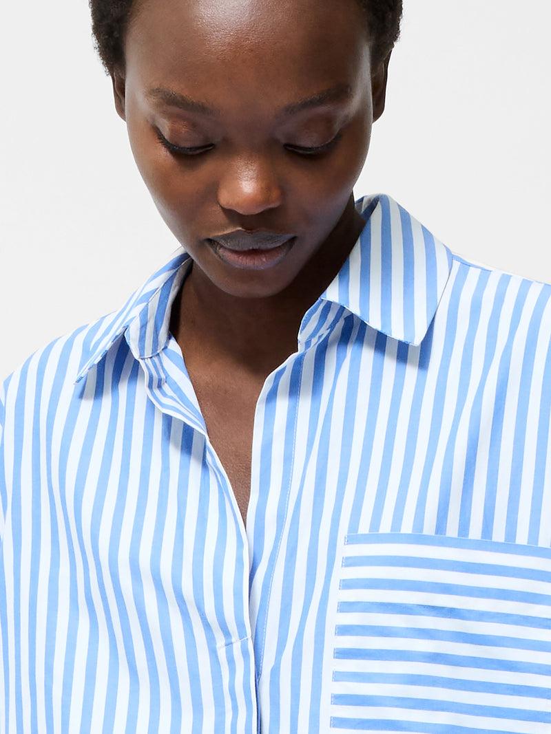 French Connection Stripe Relaxed Popover Shirt Blue/White