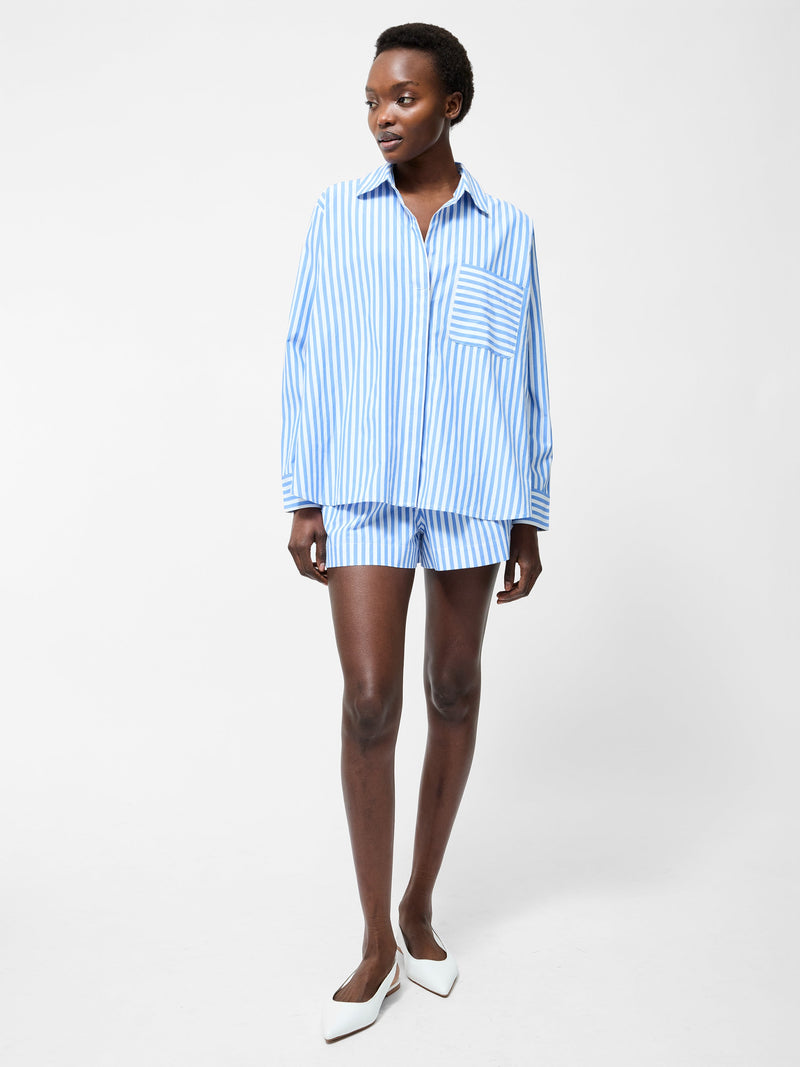 french connection Stripe Relaxed Popover Shirt Blue/White