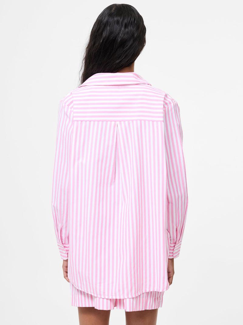French Connection Stripe Relaxed Popover Shirt Pink/White