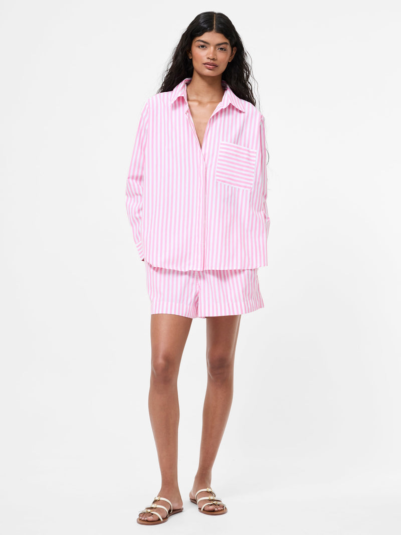 french connection Stripe Relaxed Popover Shirt Pink/White