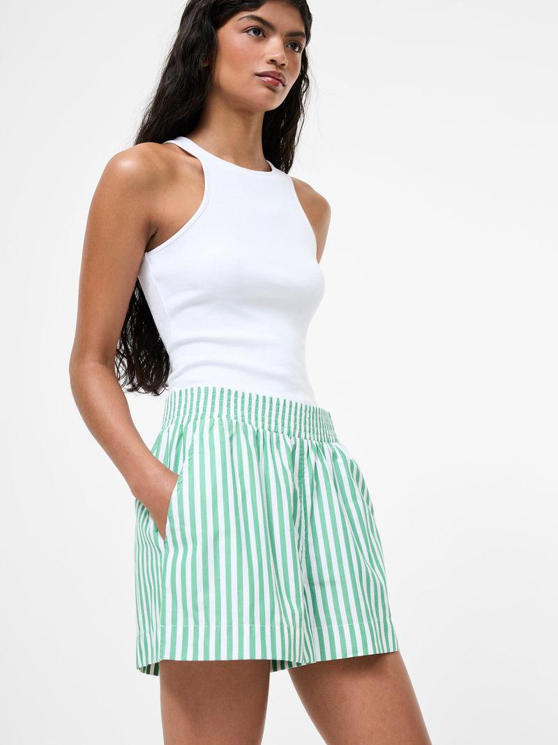 French Connection Stripe Shirting Shorts Jelly Bean/White